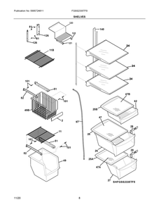 Shelves Diagram and Parts List for FGSS2335TF9  Frigidaire Refrigerator