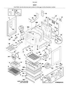 Body Diagram and Parts List for 79095052315  Kenmore Range