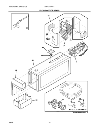 Fresh Food Ice Maker Diagram and Parts List for FPBS2778UF1  Frigidaire Refrigerator