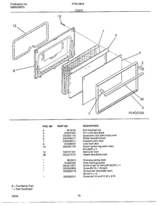 Door Diagram and Parts List for 2864-80B  Frigidaire Range