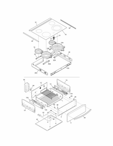 Top/drawer Diagram and Parts List for 79046892905  Kenmore Range
