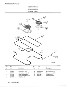 Element Parts Diagram and Parts List for 4839A  Frigidaire Range