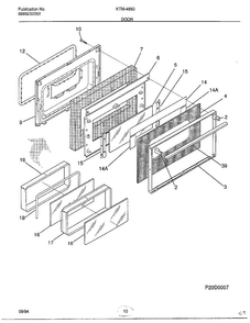 Door Diagram and Parts List for 4893-80B  Frigidaire Range