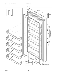 Door Diagram and Parts List for FRAE2024AW1  Electrolux Refrigerator