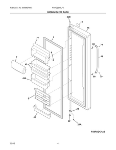 Refrigerator Door Diagram and Parts List for FGHC2345LF5  Frigidaire Refrigerator