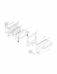 Door Diagram and Parts List for 79040432801  Kenmore Wall Oven