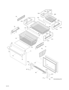 Freezer Drawer, Baskets Diagram and Parts List for E23BC68JPSAA  Electrolux Refrigerator