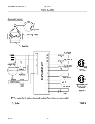 Wiring Diagram Diagram and Parts List for FFET1022UV  Frigidaire Refrigerator
