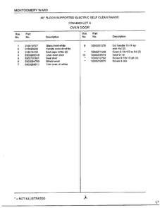 Oven Door Page 2 Diagram and Parts List for 4863A  Frigidaire Range