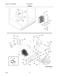 System Diagram and Parts List for KSPZ25V9GS3  Frigidaire Refrigerator