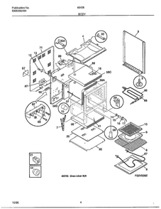 Body Diagram and Parts List for 484567B  Frigidaire Range