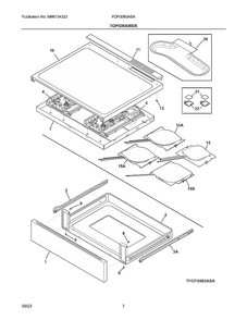 Top/Drawer Diagram and Parts List for FCFI3083ASA  Electrolux Range