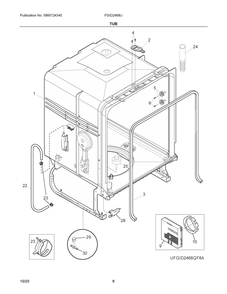 Tub Diagram and Parts List for FGID2468UD2A  Frigidaire Dishwasher