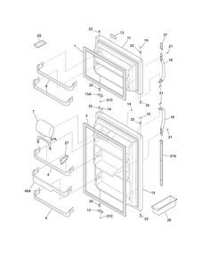 Doors Diagram and Parts List for MRTN23V6MW4  Uni Refrigerator
