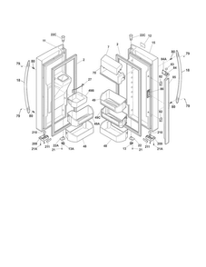 Fresh Food Doors Diagram and Parts List for FGHF2344MF7  Frigidaire Refrigerator