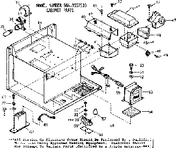 Cabinet Parts Diagram and Parts List for 5649907510  Kenmore Microwave