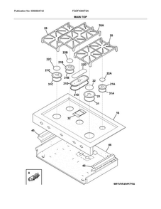 Main Top Diagram and Parts List for FGDF4085TSA  Frigidaire Range