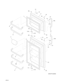 Doors Diagram and Parts List for FTMD18P4RW0  Frigidaire Refrigerator