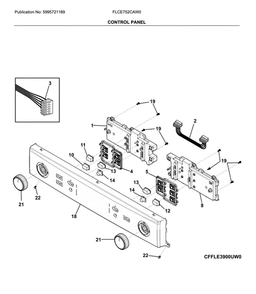 Control Panel Diagram and Parts List for FLCE752CAW0  Frigidaire Washer Dryer Combo
