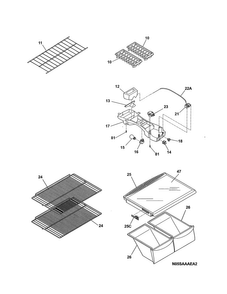 Shelves Diagram and Parts List for 25368809017  Kenmore Refrigerator