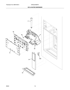 Ice And Water Dispenser Diagram and Parts List for GRQC2255BF01  Frigidaire Refrigerator