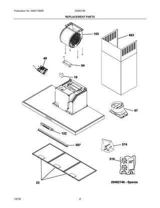 Part Location Diagram of 5304523616 Frigidaire DUCT-AIR