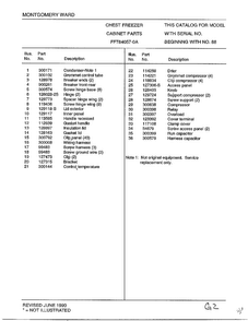 Cabinet Parts Page 2 Diagram and Parts List for 84057A  Frigidaire Freezer