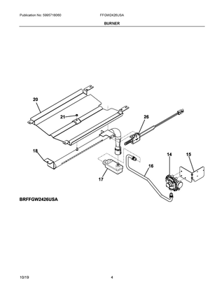 Burner Diagram and Parts List for FFGW2426USA  Frigidaire Wall Oven