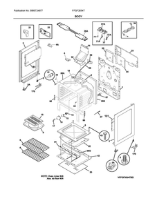 Body Diagram and Parts List for FFGF3054TBG  Frigidaire Range