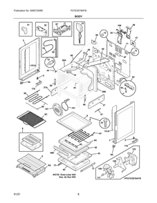Body Diagram and Parts List for PCFE3078AFB  Frigidaire Range