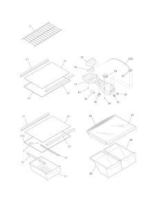 Shelves Diagram and Parts List for WRT8G3EWW  Westinghouse Refrigerator