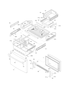 Freezer Drawer, Baskets Diagram and Parts List for EW28BS85KS7  Electrolux Refrigerator