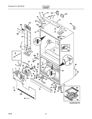 Cabinet Diagram and Parts List for FGHD2368TF4  Frigidaire Refrigerator