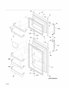 Doors Diagram and Parts List for 25378893016  Kenmore Refrigerator