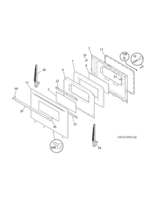 Door Diagram and Parts List for FFGF3005MWD  Frigidaire Range