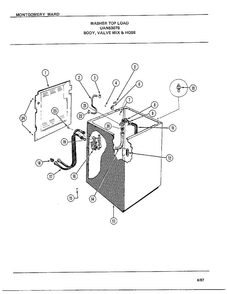Body, Valve Mix And Hose Diagram and Parts List for 6307B  Frigidaire Washer