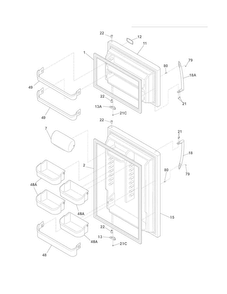 Doors Diagram and Parts List for LGHT1837NF1  Frigidaire Refrigerator