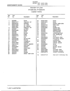 Cabinet Parts Page 2 Diagram and Parts List for 6289-87A  Frigidaire Washer