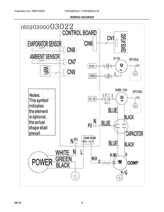 Wiring Diagram Diagram and Parts List for FGRQ0633U10  Frigidaire Air Conditioner