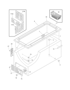 Cabinet Diagram and Parts List for KFC13M5LW4  Kelvinator Freezer