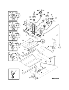 Burner Diagram and Parts List for FGGF3030PWB  Frigidaire Range