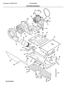 Motor/Blower/Belt Diagram and Parts List for FLCE7522AW0  Frigidaire Washer Dryer Combo