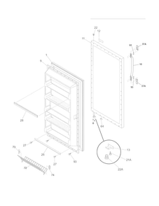Door Diagram and Parts List for FRU17G4JW22  Frigidaire Refrigerator