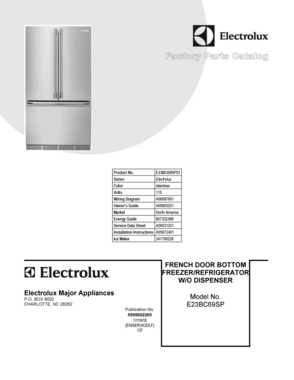 01 - COVER SHEET Diagram and Parts List for E23BC69SPS1  Frigidaire Refrigerator