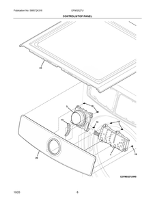 Controls/Top Panel Diagram and Parts List for EFMG527UTT1  Frigidaire Dryer