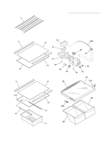 Shelves Diagram and Parts List for FRT18L4JMF  Frigidaire Refrigerator