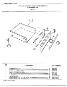 30" Floor/utility Diagram and Parts List for 4428B  Frigidaire Range