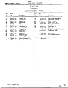 Control Housing Page 2 Diagram and Parts List for 6504E-87  Frigidaire Washer