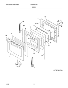 Door Diagram and Parts List for FFGF3054TSG  Frigidaire Range
