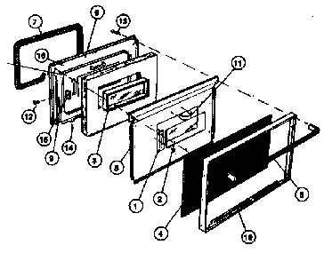 Door Diagram and Parts List for 30-4988-10 01 Tappan Range